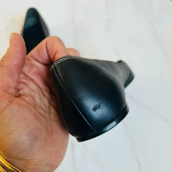 Gucci Vintage Interlocking G Black Leather Ballet Flat Stitching 37 / 6.5 - Picture 9 of 11